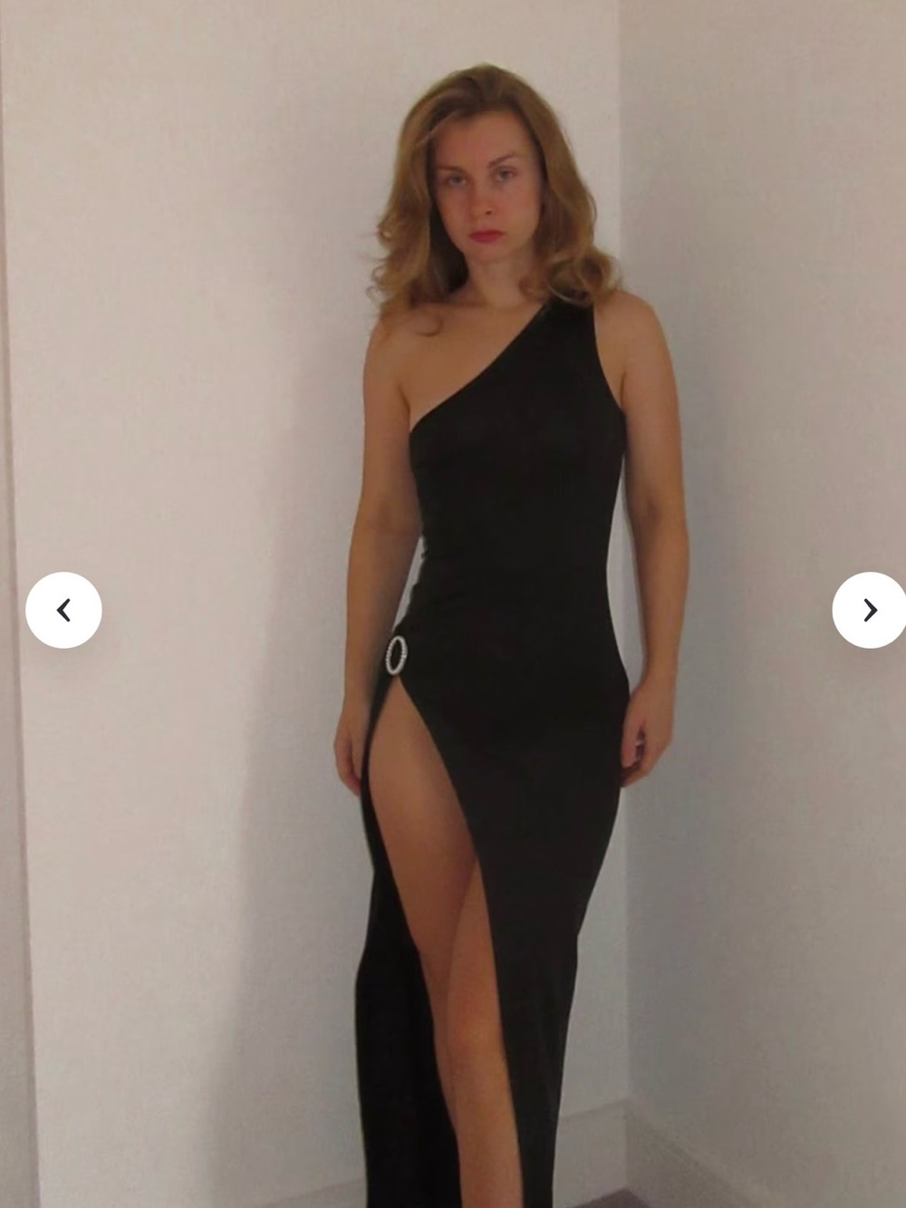 Black One-Shoulder High-Slit Evening Dress